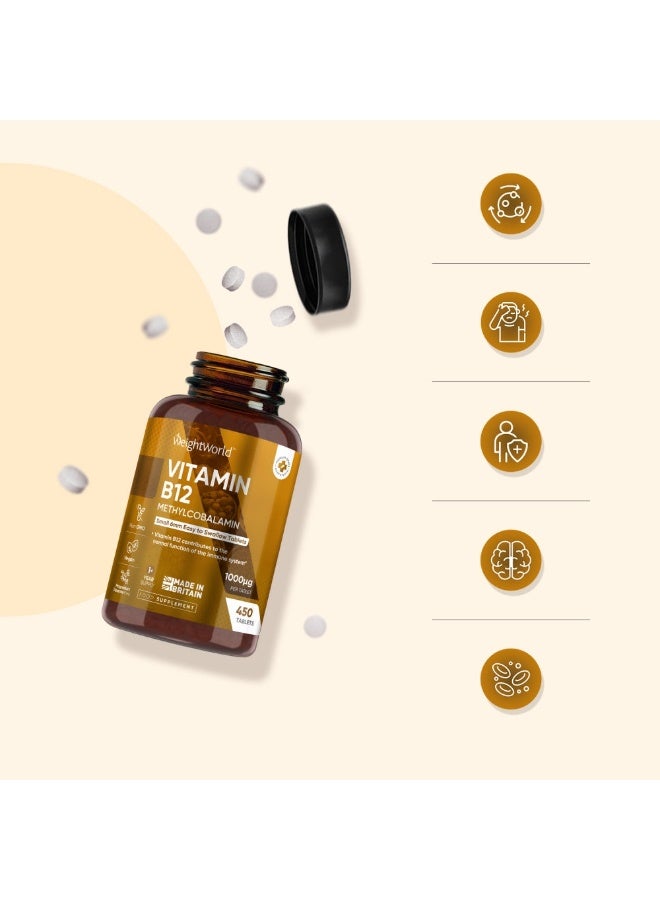 فيتامين B12 ميثيلكوبالامين – 1000 ميكروغرام – يدعم الطاقة وصحة الأعصاب – 450 قرص – مصنوع في المملكة المتحدة - Image 5